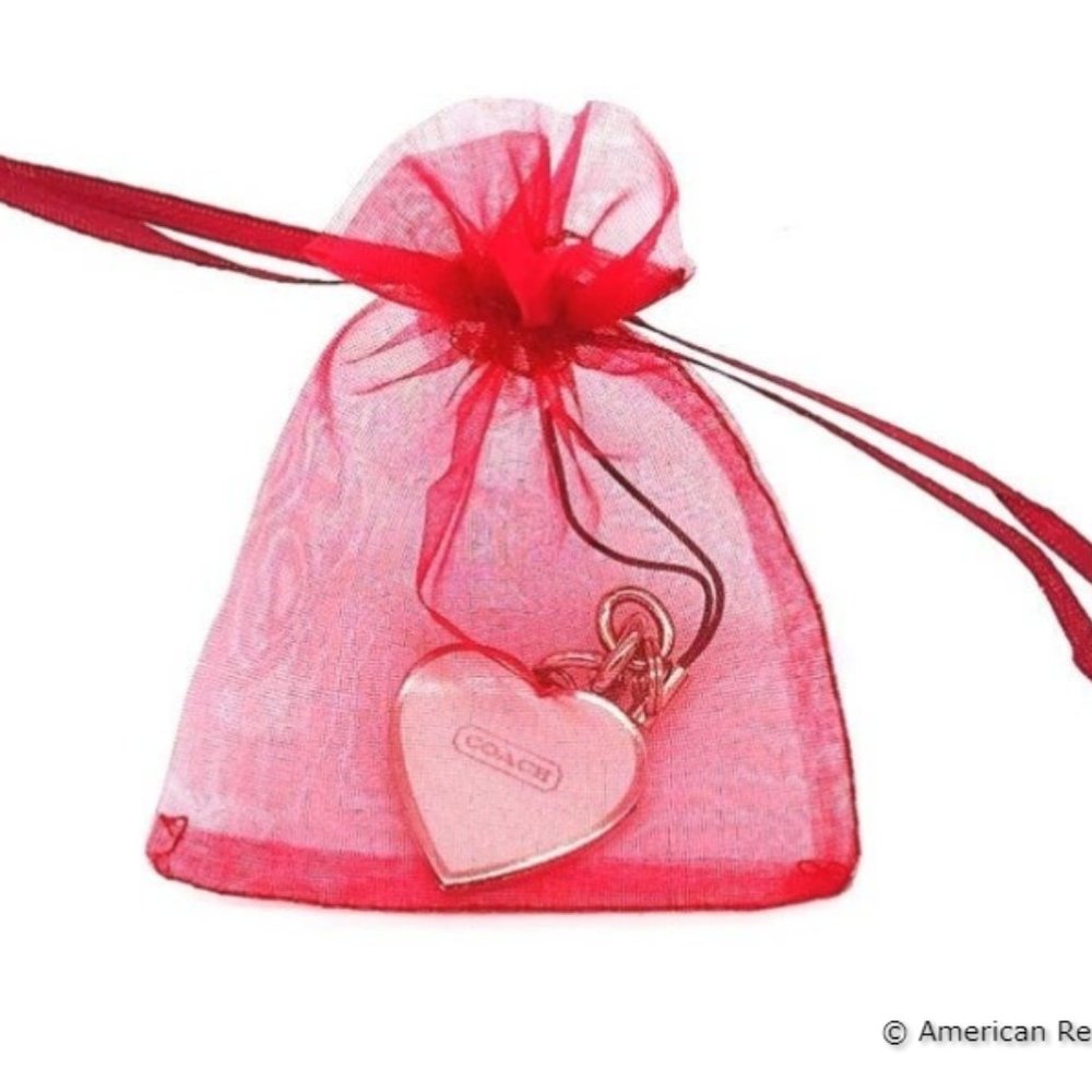 *READ* COACH Rare Pink Heart Locket Lanyard Purse Charm, Keychain Fob #1657 - Picture 8 of 9